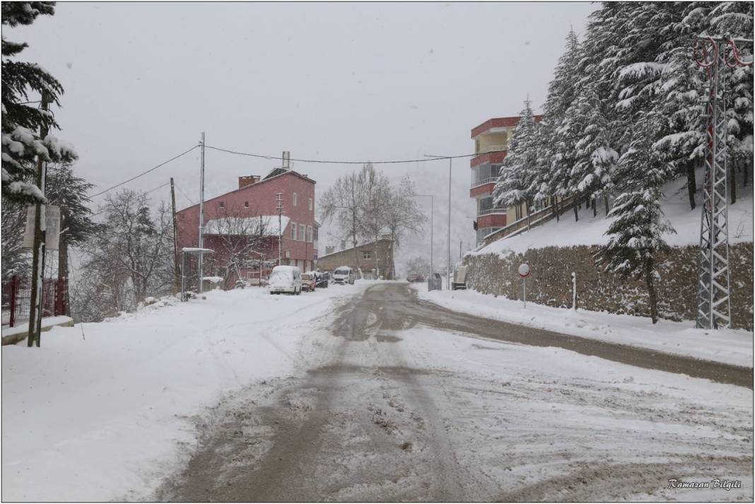 Konya’nın karla kaplı ilçesinden kartpostallık kareler 28